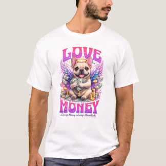 Kärlek Penglar Engel Fransk Bulldog Överflöd Konst T Shirt