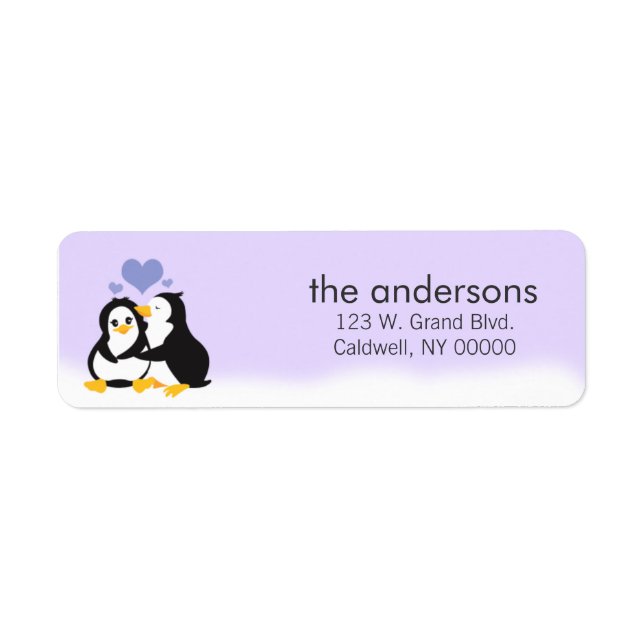 Kärlek Penguins Returetiketter Returadress Etikett (Framsidan)