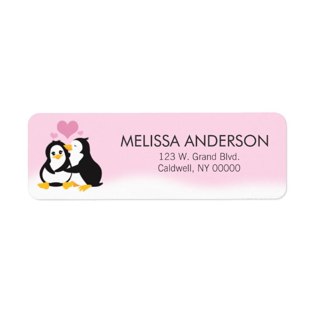 Kärlek Penguins Returetiketter Returadress Etikett (Framsidan)