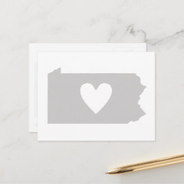 Kärlek Pennsylvania Grått State Karta Shape Adore Vykort