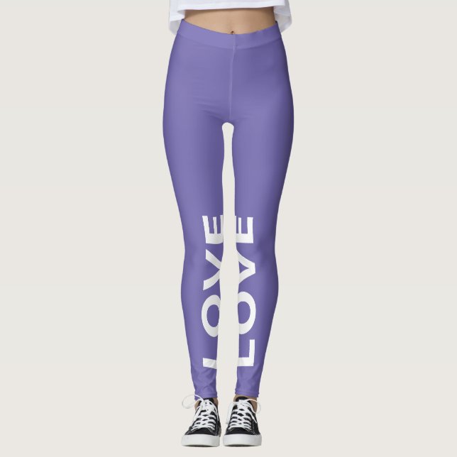 Kärlek Periwinkle monokrom klassisk text Leggings (Framsida)