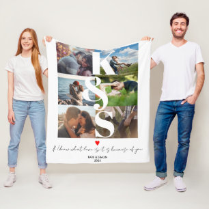 KÄRLEK Personlig Anpassningsbar Photo Collage Coup Fleecefilt