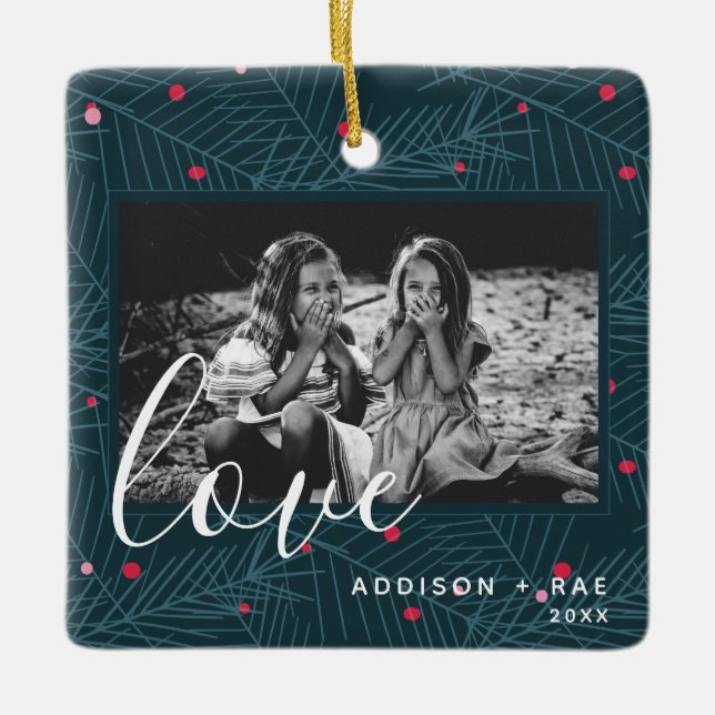 Kärlek Personlig Helgdag Photo jul Gift Julgransprydnad Keramik (Framsida)