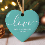 Kärlek Personlig Par Teal Photo Ornament<br><div class="desc">Kärlek Personlig Par Photo Ornament Romantisk ornament som ger en underbar gåva till helgdagarna. Det skulle också göra en underbar bröllopsförmån. Anpassa det här anpassad design med eget foto och egen text.</div>