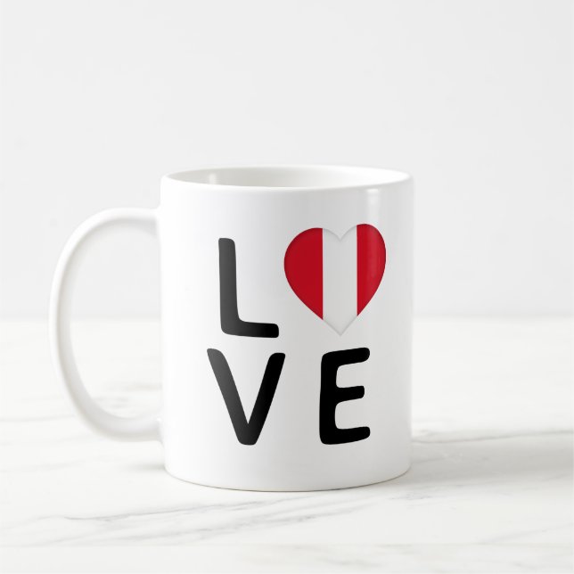 Kärlek - Peru Flagga Kaffemugg (Vänster)