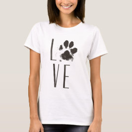 Kärlek Pet Paw Print Brown Grunge Tee Shirt