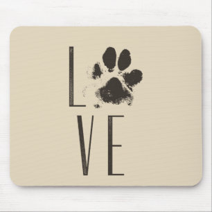 Kärlek Pet Paw Skriv ut brun rrunge-typografi Musmatta