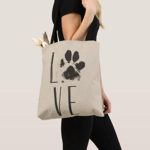 Kärlek Pet Paw Skriv ut brun rrunge-typografi Tygkasse