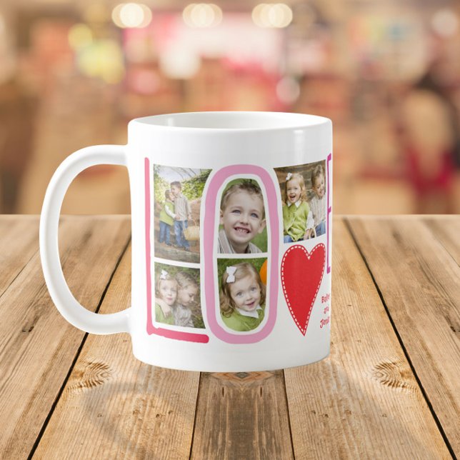 KÄRLEK Photo Collage Cute Valentine Day Kaffemugg (Skapare uppladdad)