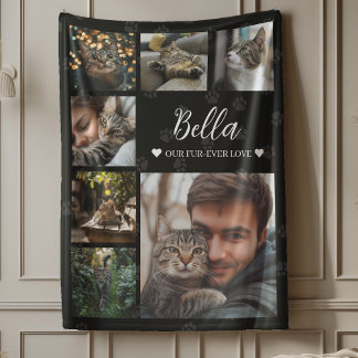 Kärlek Photo Collage Hund eller Cat Lover, päls-ev Fleecefilt