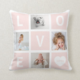 Kärlek Photo Grid and Heart    ROSA Kudde
