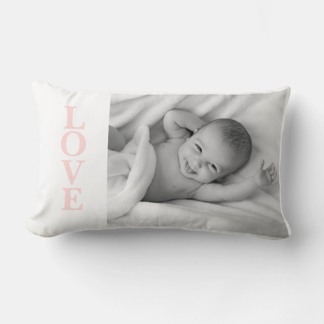 Kärlek Photo Keepsak Rosa Typography Lumbar Pillow Lumbarkudde (Framsida)