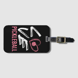 Kärlek Pickleball Heart Pickle Boll Women Kids Kid Bagagebricka
