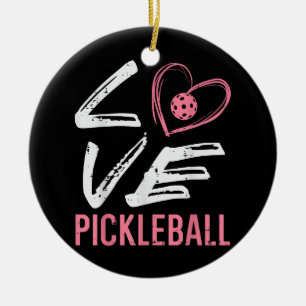 Kärlek Pickleball Heart Pickle Boll Women Kids Kid Julgransprydnad Keramik