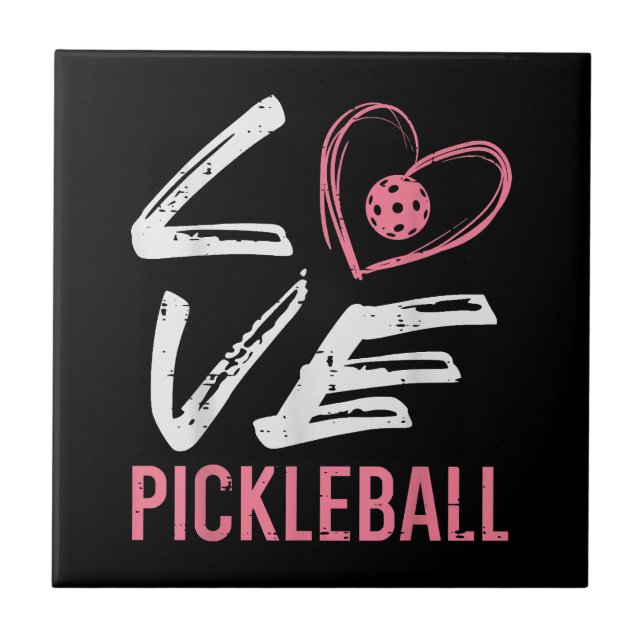 Kärlek Pickleball Heart Pickle Boll Women Kids Kid Kakelplatta (Framsidan)