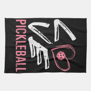 Kärlek Pickleball Heart Pickle Boll Women Kids Kid Kökshandduk