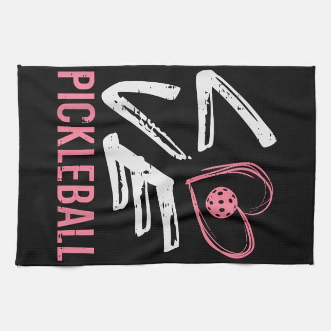 Kärlek Pickleball Heart Pickle Boll Women Kids Kid Kökshandduk (Horisontell)