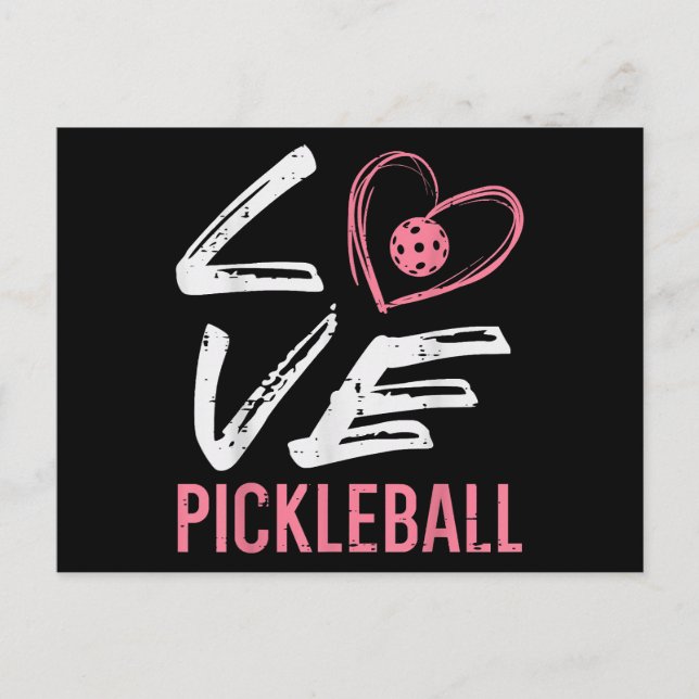 Kärlek Pickleball Heart Pickle Boll Women Kids Kid Vykort (Framsida)