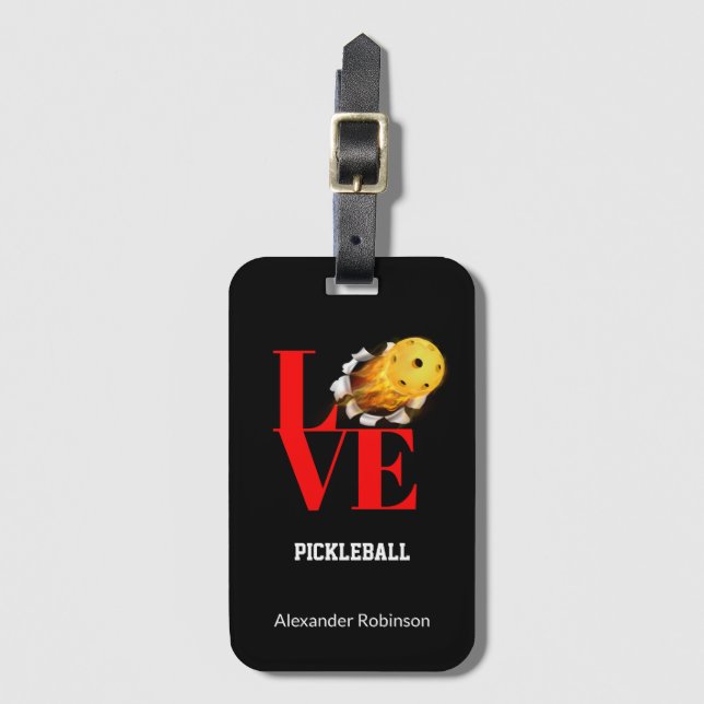 Kärlek Pickleball Personlig Sports  Bagagebricka (Framsida vertikal)