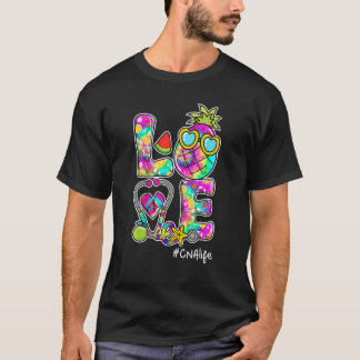 Kärlek Pineapple Stethoscope Tie Dye Cna Life Summ T Shirt