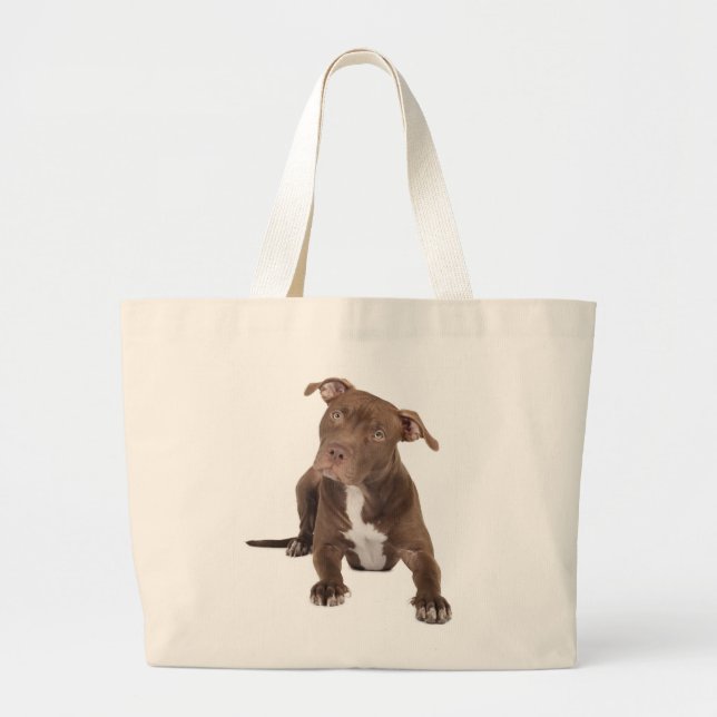 Kärlek Pit Bull Puppy Hund Canvas Totebag Jumbo Tygkasse (Framsidan)