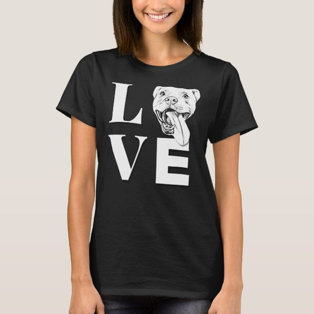 Kärlek Pit Bulls Designer Pitbull L O V E T Shirt (Framsida)