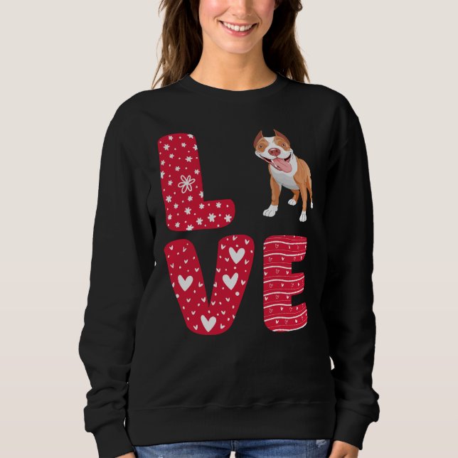 Kärlek Pitbull Valentines day T Shirt (Framsida)