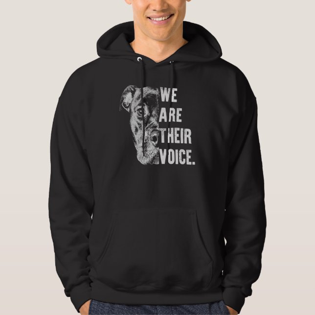 Kärlek Pitbull, vi är deras röst för Pitbull Älska Hoodie (Framsida)