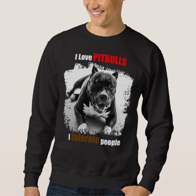 Kärlek Pitbulls Lång Ärmad Tröja (Framsida)