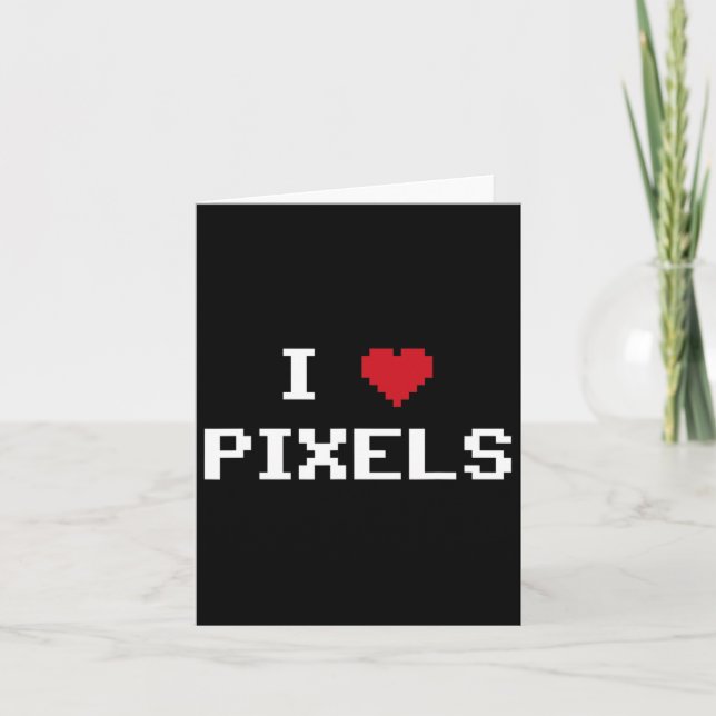 Kärlek Pixels C64 Fläkt Heart Gaming Shirt Funny V Kort (Framsida)