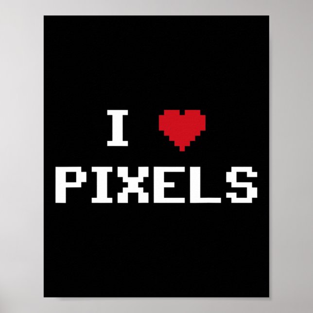 Kärlek Pixels C64 Fläkt Heart Gaming Shirt Funny V Poster (Framsidan)