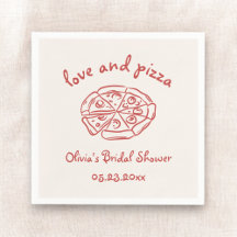 Kärlek & Pizza Italiensk Handritad Röd Bröllopsdus
