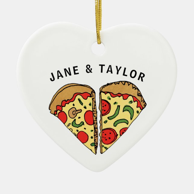 Kärlek Pizza Personlig Julgransprydnad Keramik (Framsidan)
