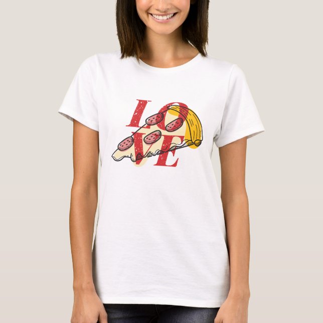 Kärlek Pizza T Shirt (Framsida)
