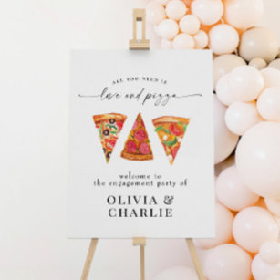 Kärlek & Pizza Välkommen Bröllop Poster