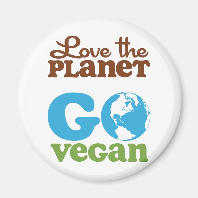 Kärlek planeten Go Vegan Magnet (Framsidan)