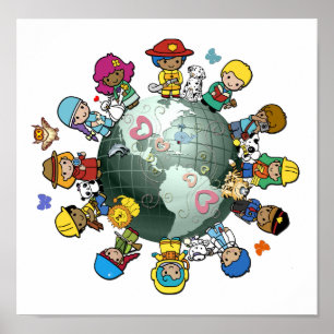 Kärlek-planeten jorden: förena för fred poster