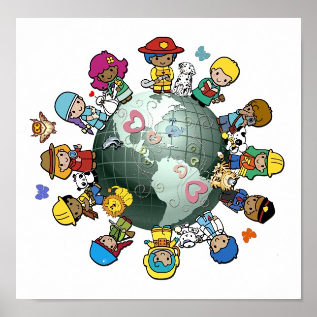 Kärlek-planeten jorden: förena för fred poster (Framsidan)