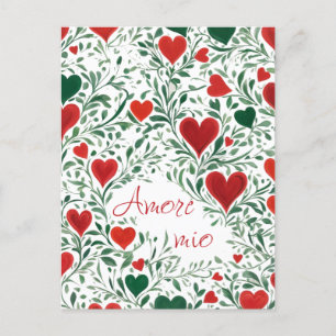Kärlek Plant Swirls Heart Italienska Färg Vykort
