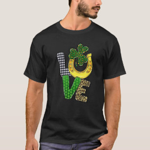 Kärlek Play Leopard Shamrock C Horse Shoes Patrick T Shirt