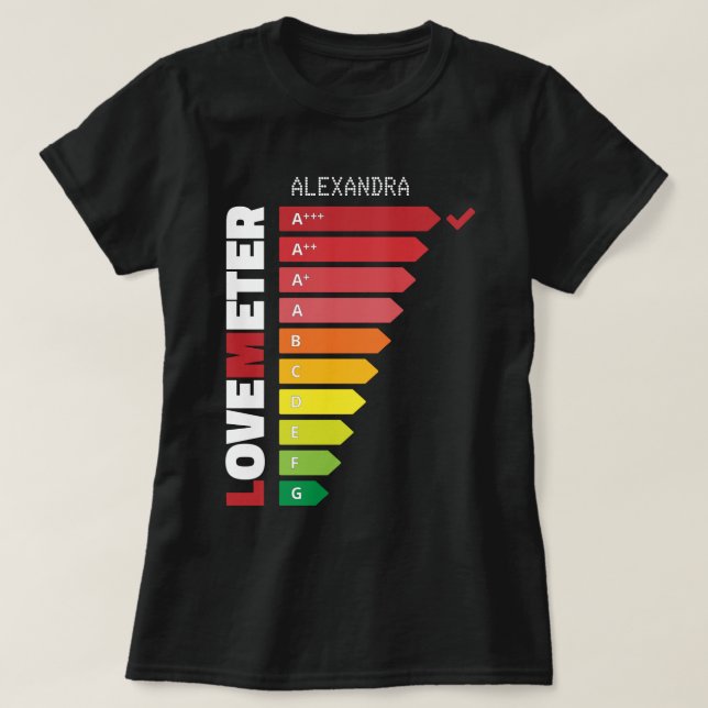 Kärlek-poäng från A till G Röd vit Personlig Namn T Shirt (Design framsida)