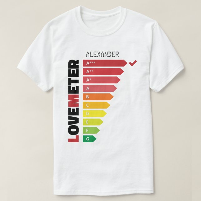 Kärlek-poäng från Personligen A till G Red Black N T Shirt (Design framsida)