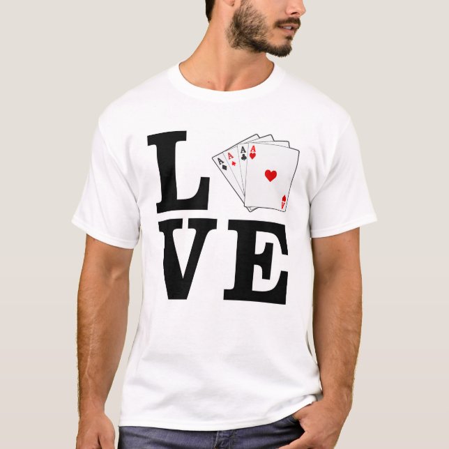 Kärlek Poker T Shirt (Framsida)