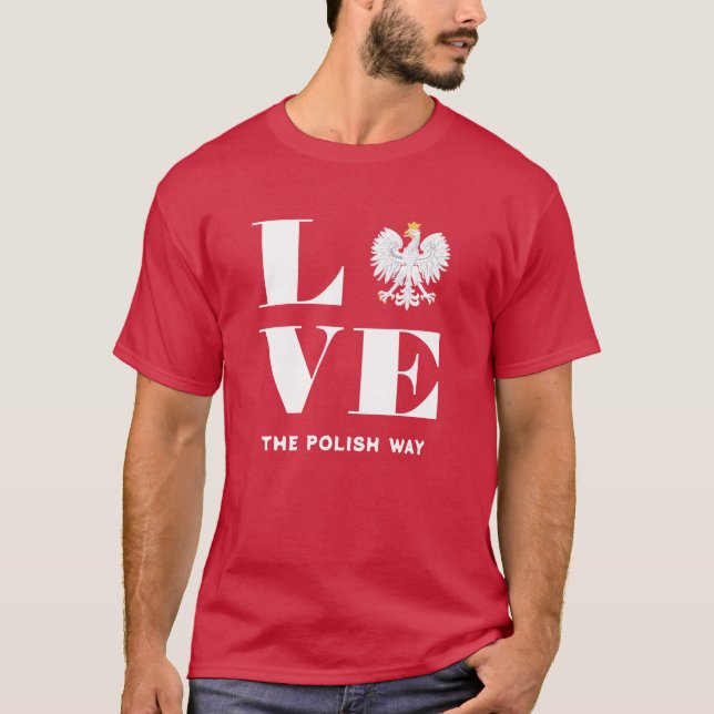 Kärlek Polen, Polen, Polska White Eagle Anpassning T Shirt (Framsida)