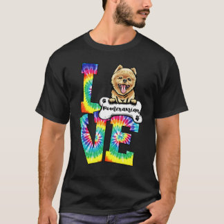Kärlek Pommern Tie Dye Rainbow Hund T Shirt