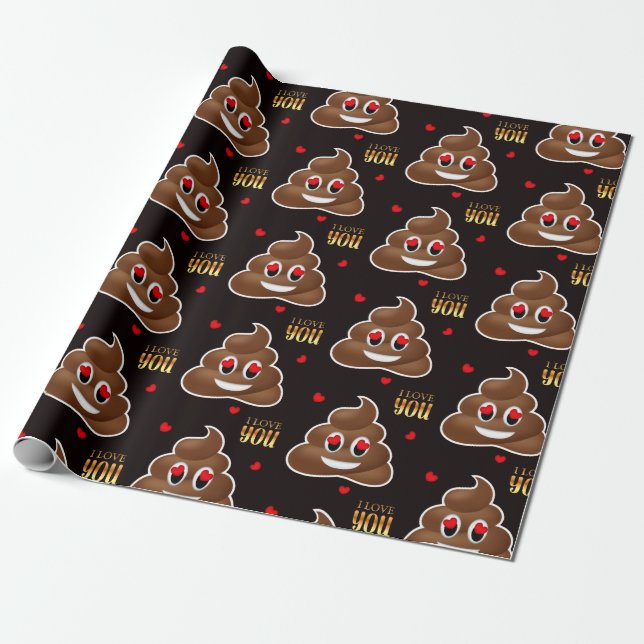 Kärlek poop emoji Alla hjärtans dag pappra Presentpapper (Utrullad)