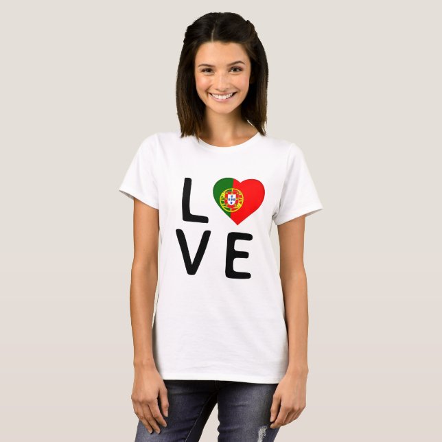 Kärlek - Portugal Flagga T Shirt (Hel framsida)