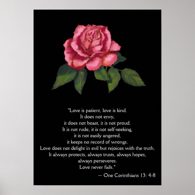KÄRLEK POSTER/ CORINTHIANS 13: Rosa ros Poster (Framsidan)