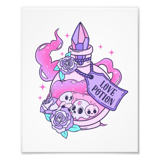 Kärlek Potion Cute Rosa Halloween Potion Flaska Fototryck (Framsidan)