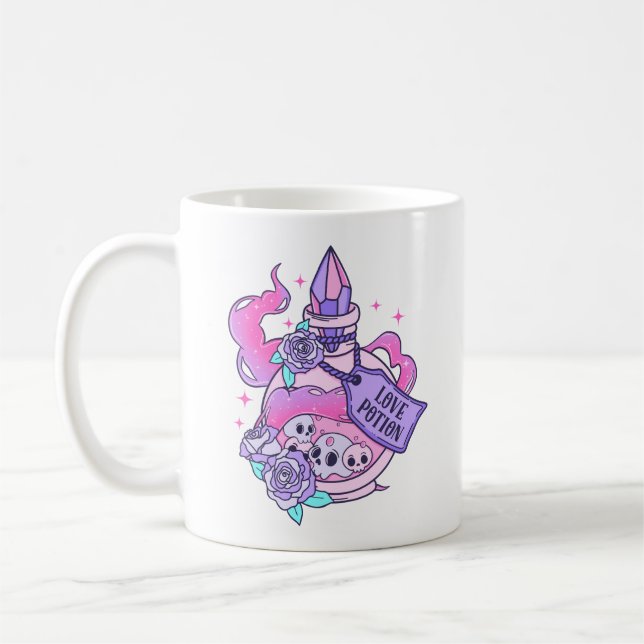 Kärlek Potion Cute Rosa Halloween Potion Flaska Kaffemugg (Vänster)